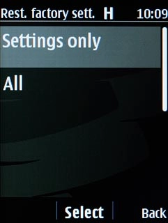 Highlight Settings only or All and press the Navigation key.