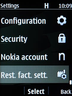 Scroll to Rest. fact. sett. and press the Navigation key.