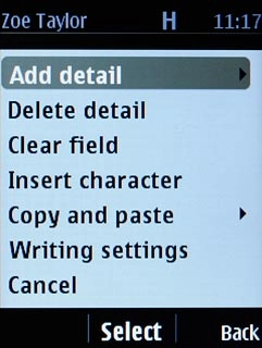 Scroll to Add detail and press the Navigation key.