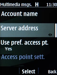 Scroll to Server address and press the Navigation key.
