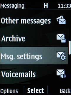 Scroll to Msg. settings and press the Navigation key.