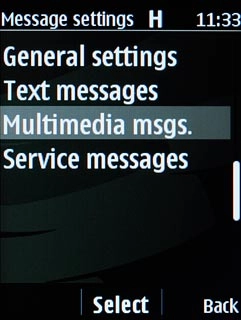 Scroll to Multimedia msgs. and press the Navigation key.