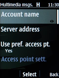 Scroll to Account name and press the Navigation key.