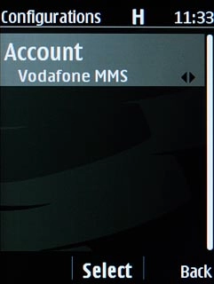 Scroll to Account and press the Navigation key.