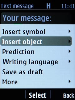 Scroll to Insert object and press the Navigation key.