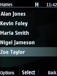 Highlight the required contact and press the Navigation key.