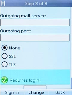 Scroll to Requires login and press the Navigation key until the function is turned on or off.Please note that if you're using Vodafone's outgoing server, turn off SMTP authentication and leave the username and password fields empty.