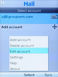 Scroll to Edit account and press the Navigation key.
