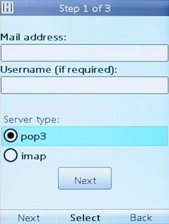 Scroll to pop3 and press the Navigation key.