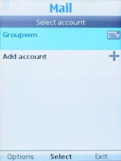 Highlight the required email account and press the Navigation key.