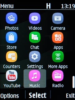 Scroll to Music and press the Navigation key.