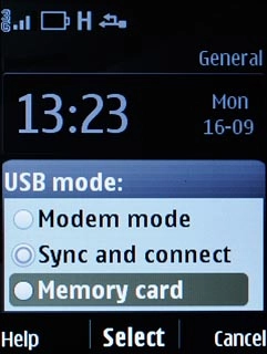 Scroll to Memory card and press the Navigation key.