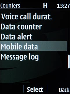 Scroll to Mobile data and press the Navigation key.
