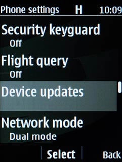 Scroll to Device updates and press the Navigation key.
