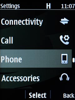 Scroll to Phone and press the Navigation key.