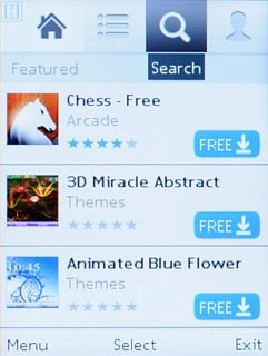 To search by name:Scroll to the search icon and press the Navigation key.