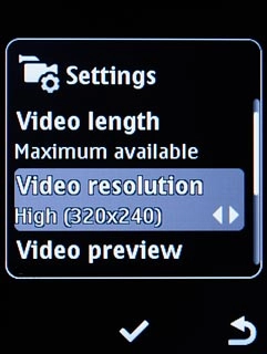 Scroll to Video resolution and press the Navigation key.