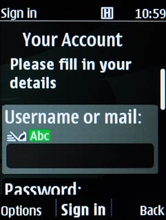 Scroll to Username or Mail and key in the username for your Nokia account.