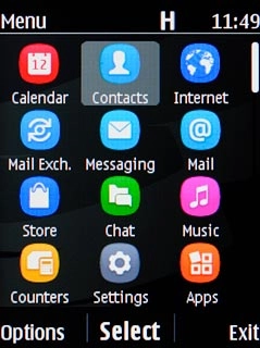 Scroll to Contacts and press the Navigation key.