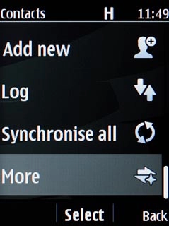 Scroll to More and press the Navigation key.