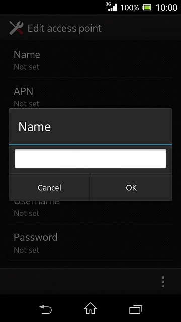 Key in Vodafone Internet and press OK.