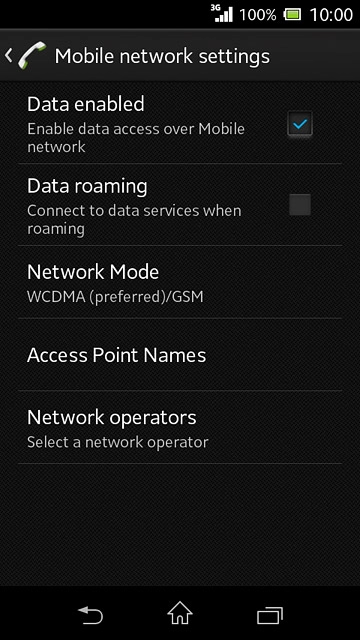 Press Data roaming to turn the function on or off.