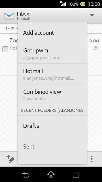 Press the required email account.