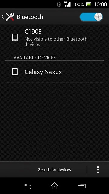 Make sure the other device is turned on and is ready to connect via Bluetooth.Your phone now searches for devices and after a moment, a list of Bluetooth devices within range is displayed.Press the required Bluetooth device.Follow the instructions on the display to pair the Bluetooth device with your phone.The new device is displayed on the list of paired devices.