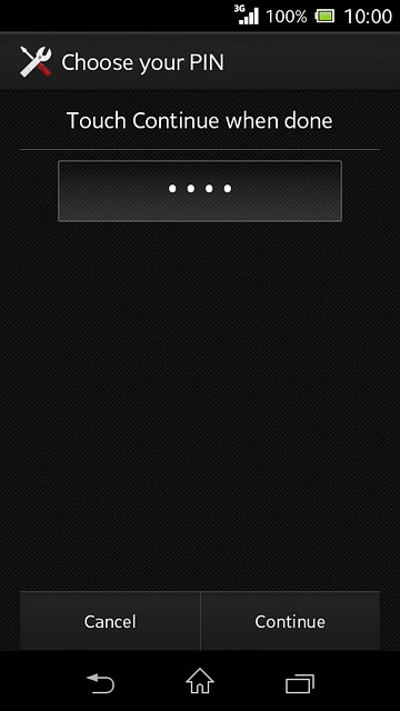 Key in the required phone lock code and press Continue.