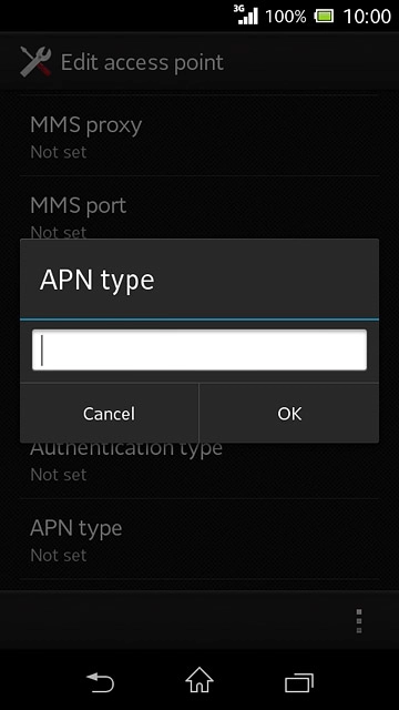 Key in default and press OK.