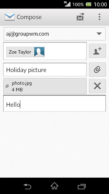 Press the send icon when you've finished your email message.