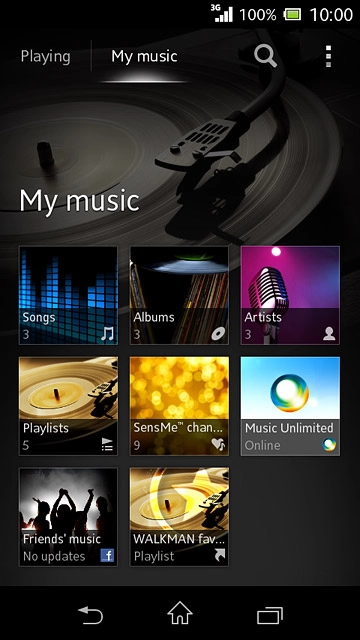 Press the required category.Go to the required audio file or playlist.