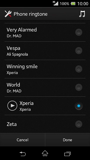 Once you've found a ring tone you like, press Done.