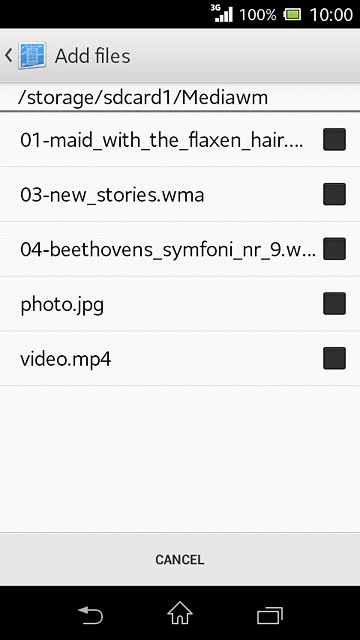 Press the required file until the file is selected.