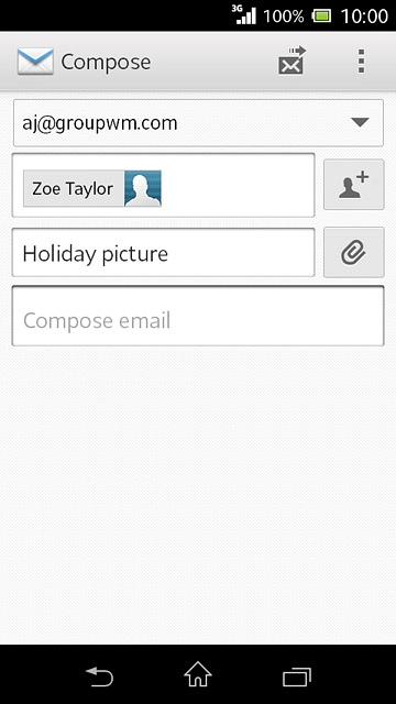 Press the text input field.Write the text for your email message.
