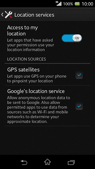 Press GPS satellites to turn the function on or off.