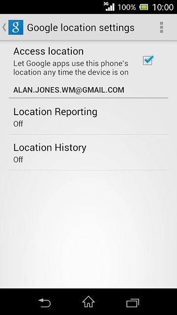 Press Access location to turn the function on or off.