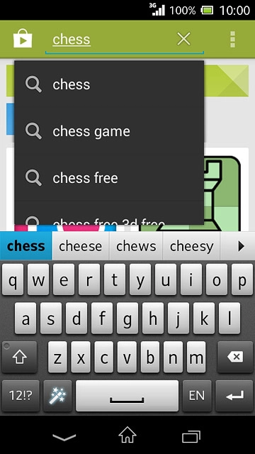 Key in the name of the required app and press enter.