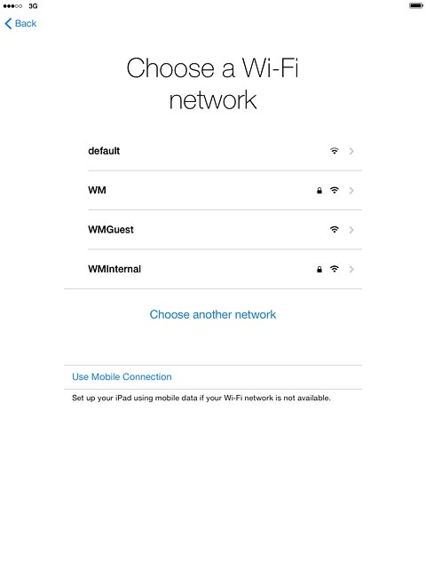 To activate your tablet using the mobile network:Press Use Mobile Connection.
