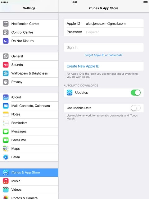 Press Password and key in the password for your Apple ID.