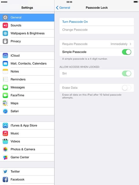 Press Turn Passcode On.Key in a lock code of your own choice.Key in the same lock code again.