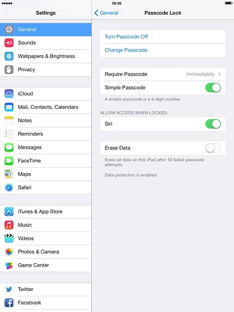 Press Require Passcode.