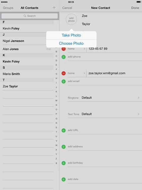 To take a new picture:Press Take Photo.