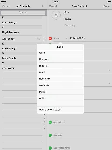 If you select Add Custom Label: