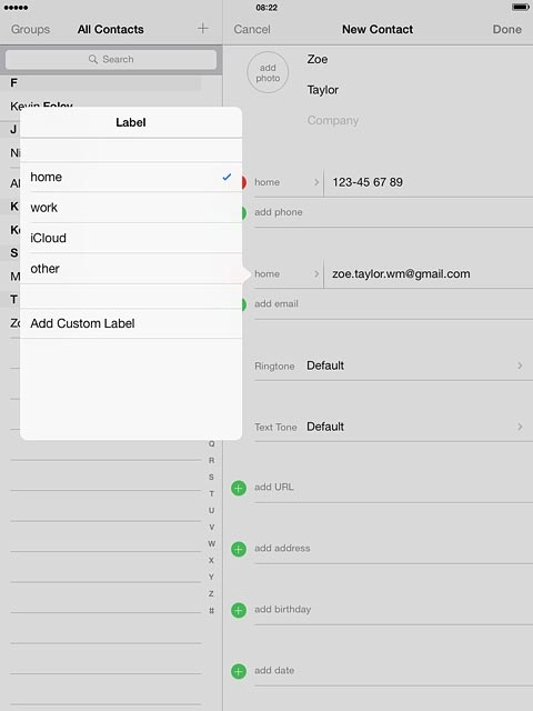 If you select Add Custom Label: