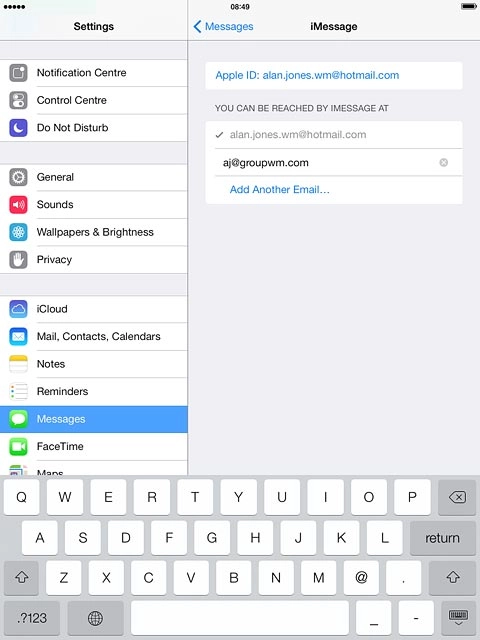 Key in the required email address and press return.