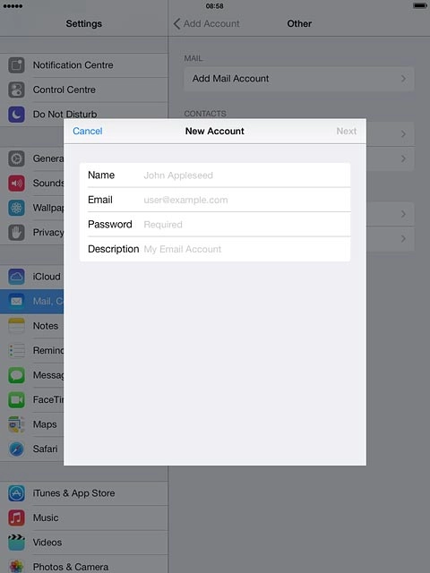 Press Password and key in the password for your email account at your email provider.
