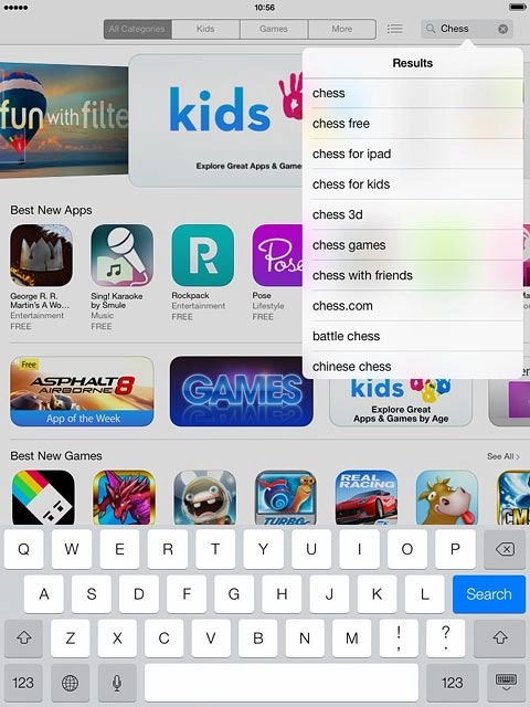 Key in the name of the required app and press Search.