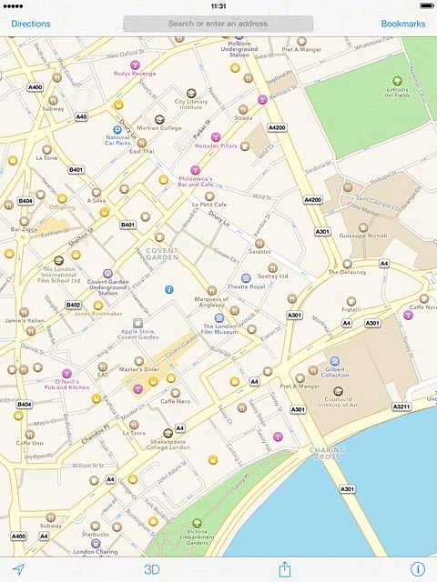 Press Search or enter an address.