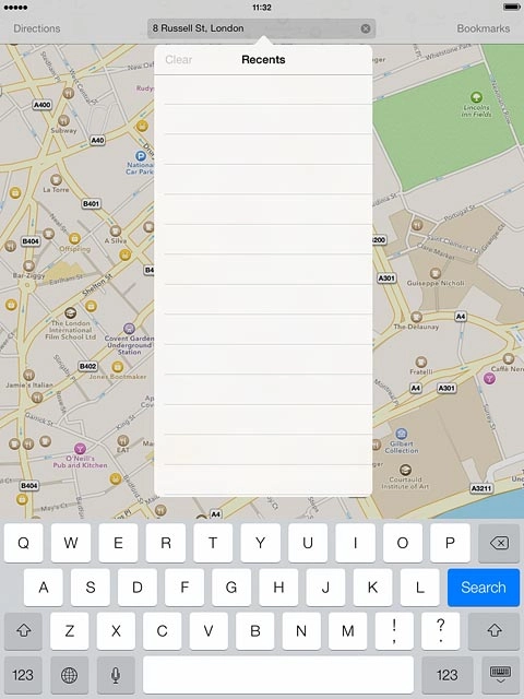 Key in the required destination and press Search.